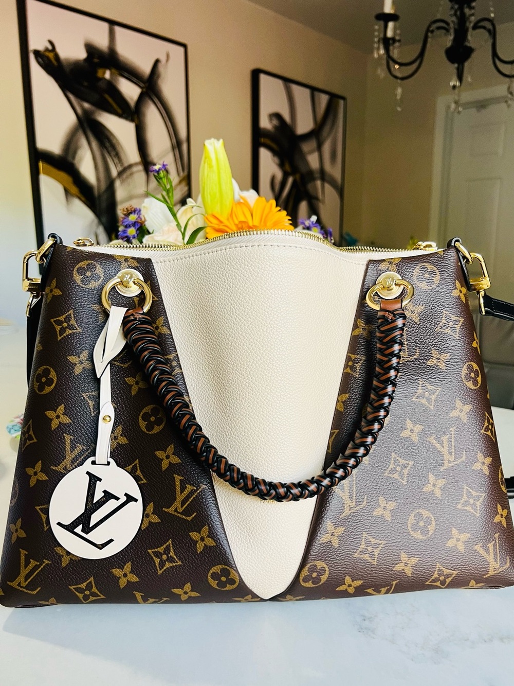 Louis Vuitton Monogram Tri-Panel Shoulder Tote - Brown & Cream